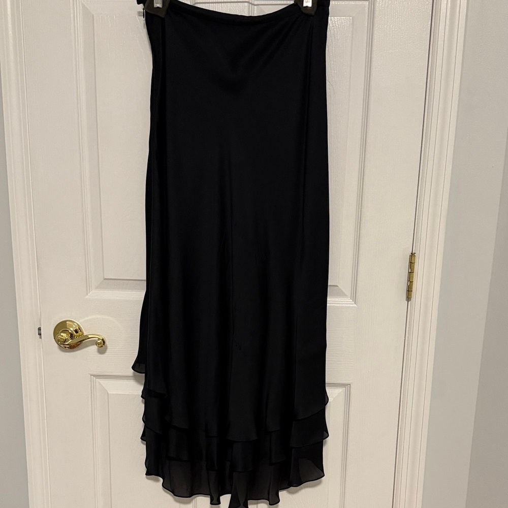 Ann Taylor Black High-Low silk Skirt